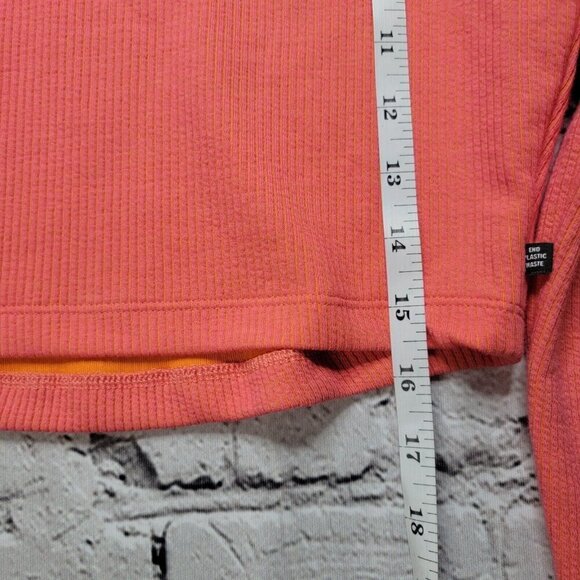 Adidas 2 Colored Rib Long Sleeve Top In Semi Turbo Bright Orange Size S - Picture 10 of 13